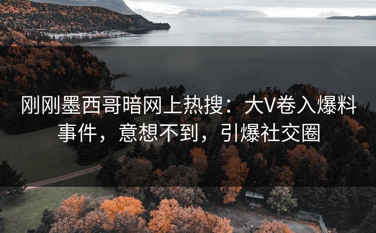 刚刚墨西哥暗网上热搜：大V卷入爆料事件，意想不到，引爆社交圈