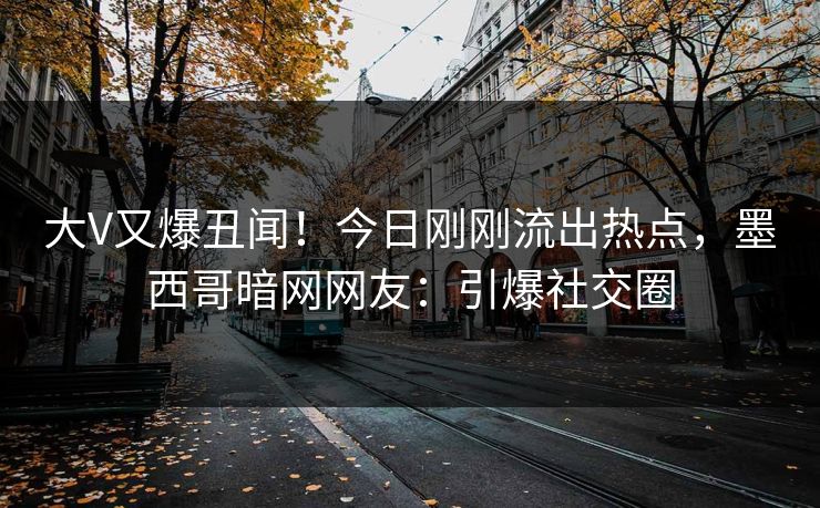 大V又爆丑闻！今日刚刚流出热点，墨西哥暗网网友：引爆社交圈