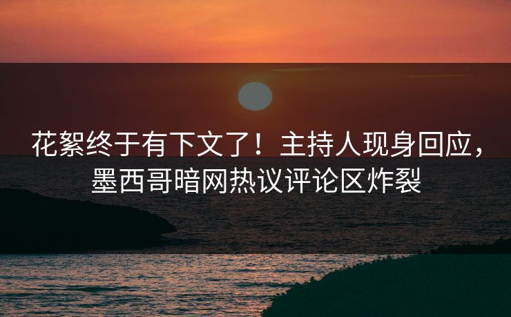 花絮终于有下文了！主持人现身回应，墨西哥暗网热议评论区炸裂