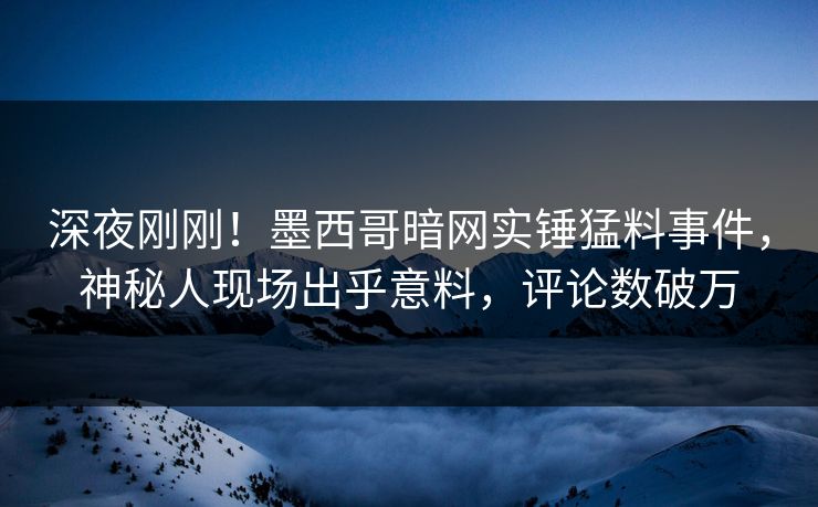 深夜刚刚！墨西哥暗网实锤猛料事件，神秘人现场出乎意料，评论数破万